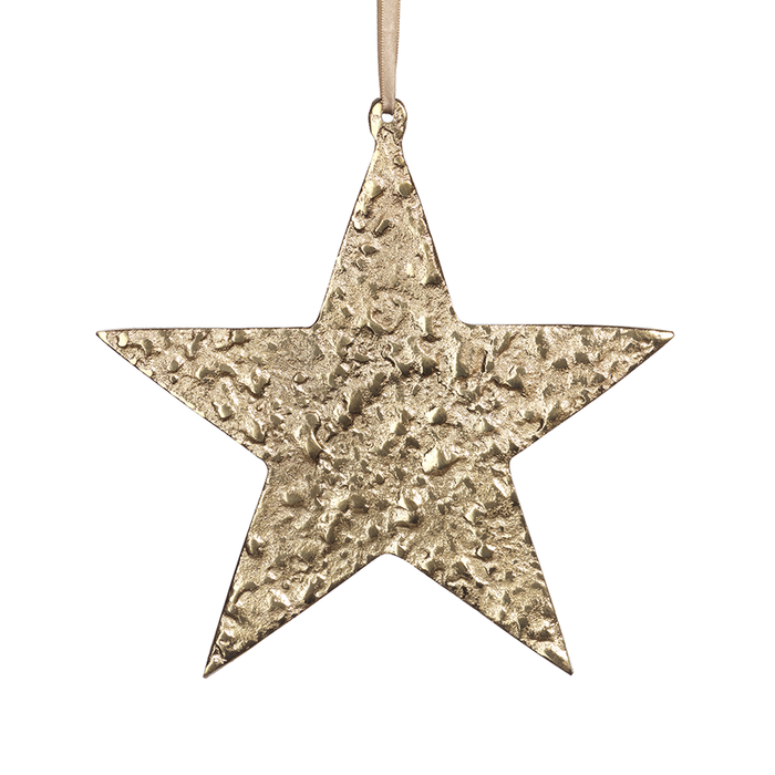 RAW ALUMINUM STAR ORNAMENT - GOLD - LARGE