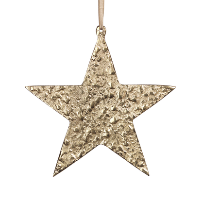 RAW ALUMINUM STAR ORNAMENT - GOLD - LARGE