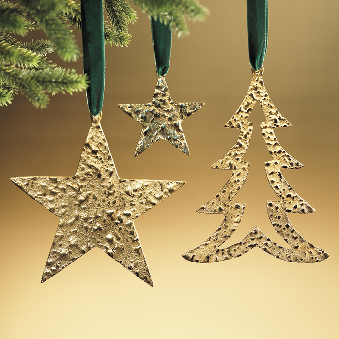 RAW ALUMINUM STAR ORNAMENT - GOLD - LARGE