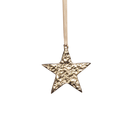 RAW ALUMINUM STAR ORNAMENT - GOLD - SMALL