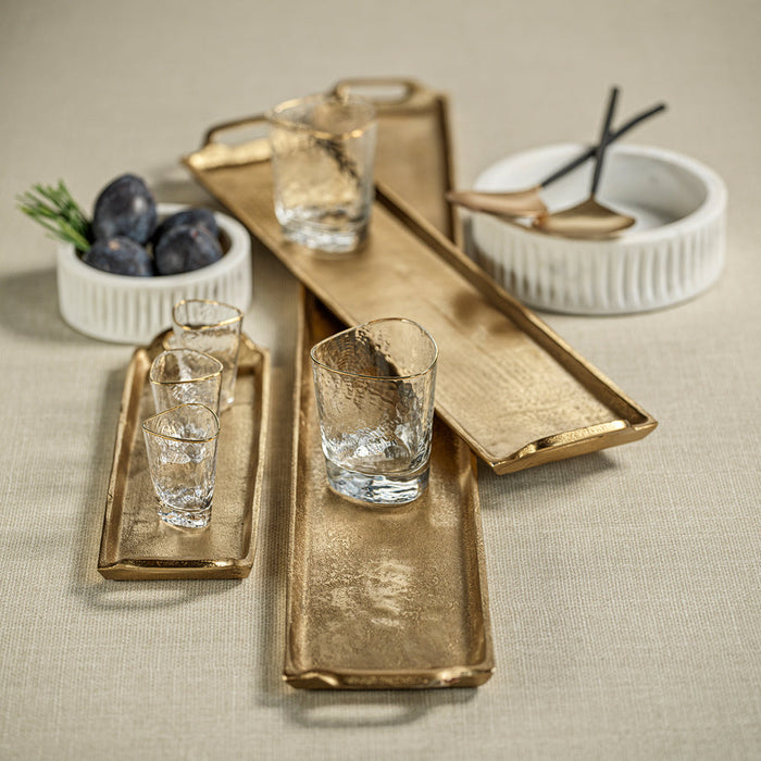 RECTANGULAR ALUMINUM TRAY - DARK GOLD - MEDIUM