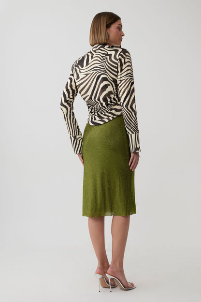 Rosilin Diamante Midi Skirt - Olive