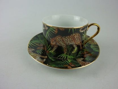 S/6 BOXES 6 TEA CUPS JUNGLE BLACK