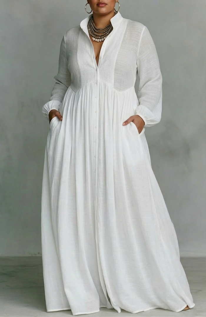 Serena | Flowing Button Front Maxi Dress