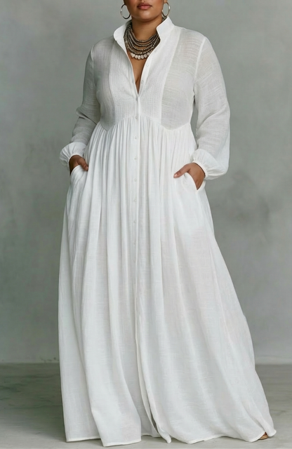 Serena | Flowing Button Front Maxi Dress
