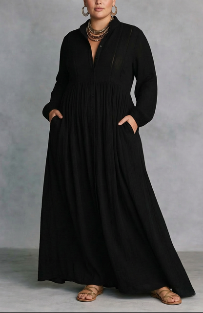 Serena | Flowing Button Front Maxi Dress