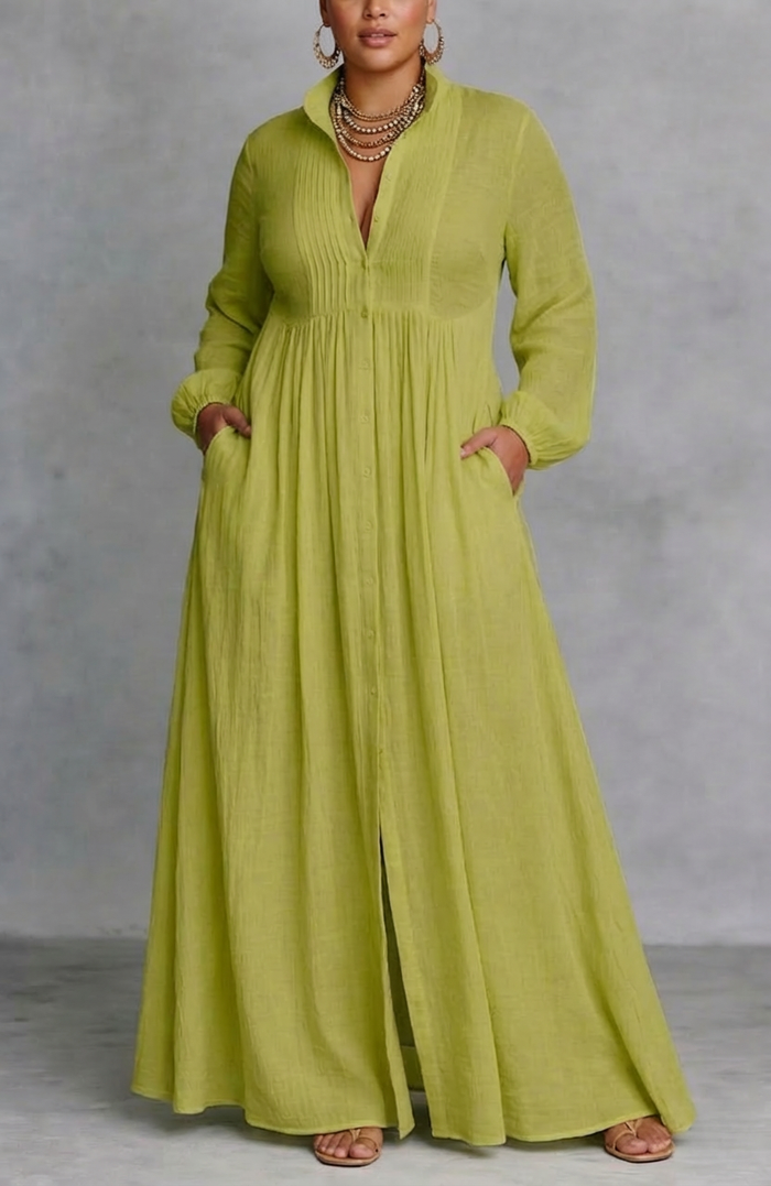 Serena | Flowing Button Front Maxi Dress