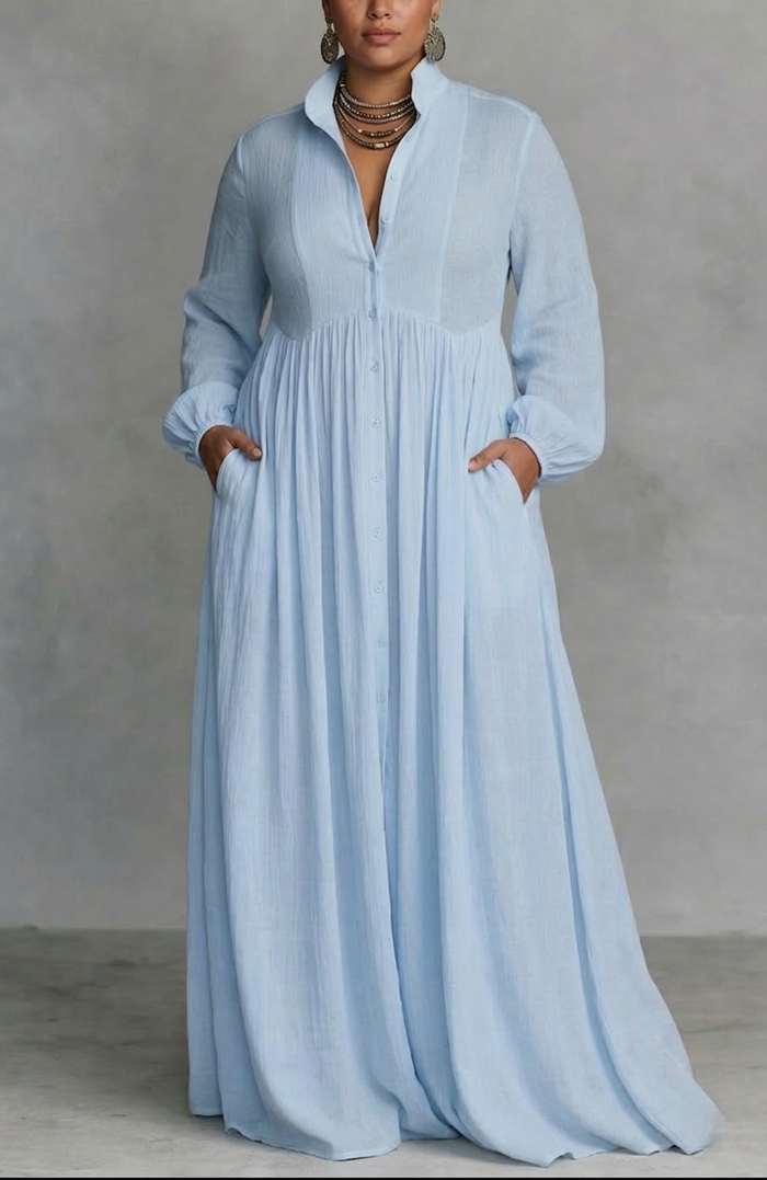 Serena | Flowing Button Front Maxi Dress