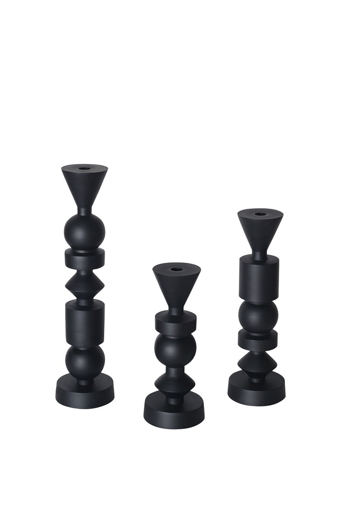 SMALL CANDLESTICK MATT BLACK 29H