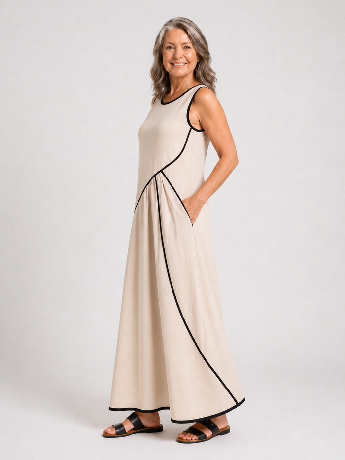 Soleia | Maxi Dress Without Sleeves with Round Neck