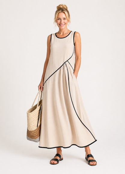 Soleia | Maxi Dress Without Sleeves with Round Neck