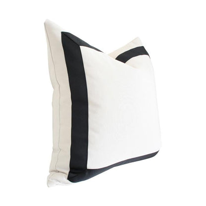 Solid White with Grosgrain Ribbon Border Custom Designer Pillow side view | Arianna Belle