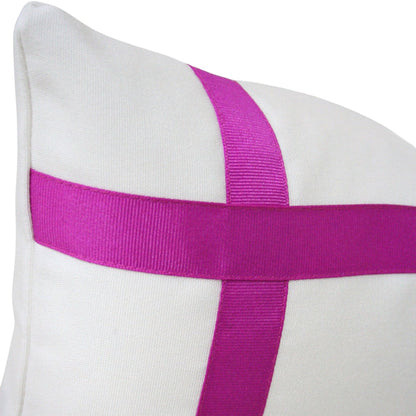 Solid White with Magenta Grosgrain Ribbon (Last Chance)