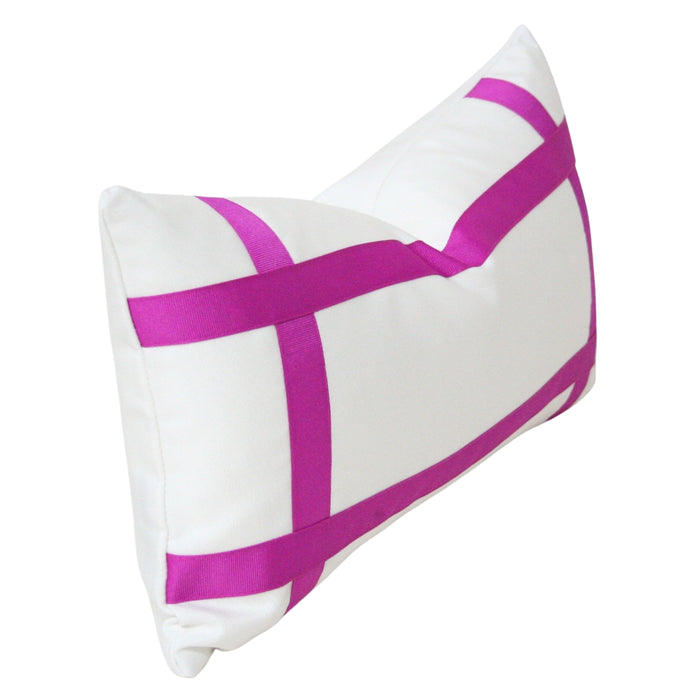 Solid White with Magenta Grosgrain Ribbon (Last Chance)