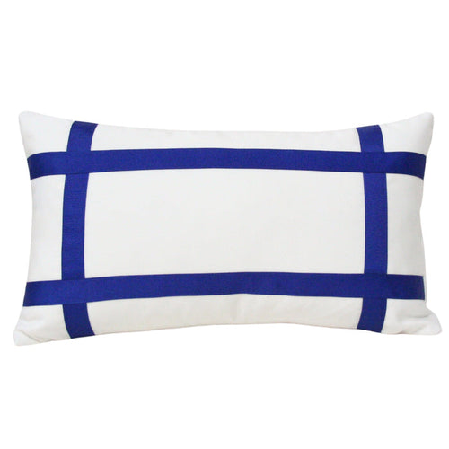 Solid White with Marine Blue Grosgrain Ribbon (Last Chance)