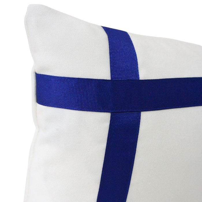Solid White with Marine Blue Grosgrain Ribbon (Last Chance)