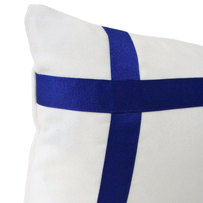 Solid White with Marine Blue Grosgrain Ribbon (Last Chance)