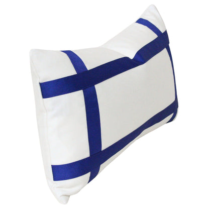 Solid White with Marine Blue Grosgrain Ribbon (Last Chance)