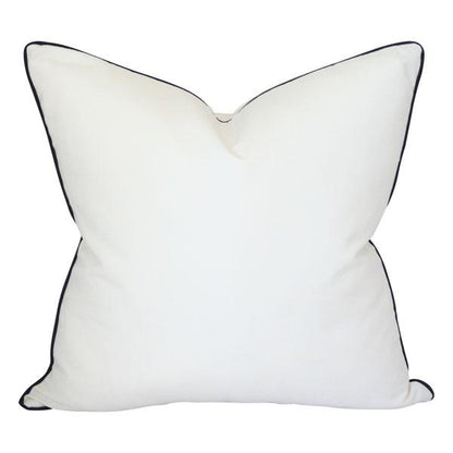 Solid White with Black Piping Custom Designer Pillow | Arianna Belle