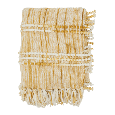 STRIPED WOVEN THROW GOLD 50X60