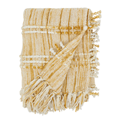 STRIPED WOVEN THROW GOLD 50X60