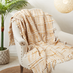 STRIPED WOVEN THROW GOLD 50X60