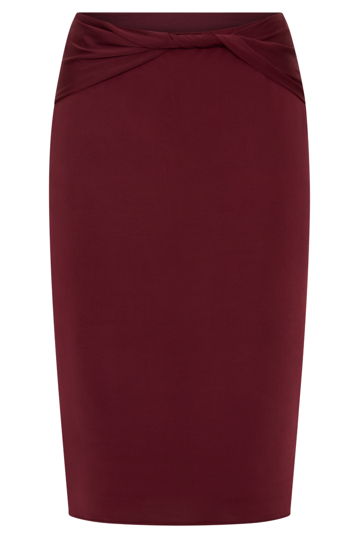 Svetlana Twist Side Detail Midi Skirt - Wine