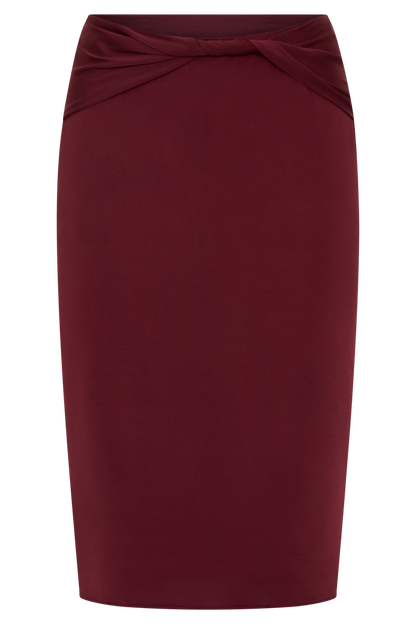 Svetlana Twist Side Detail Midi Skirt - Wine