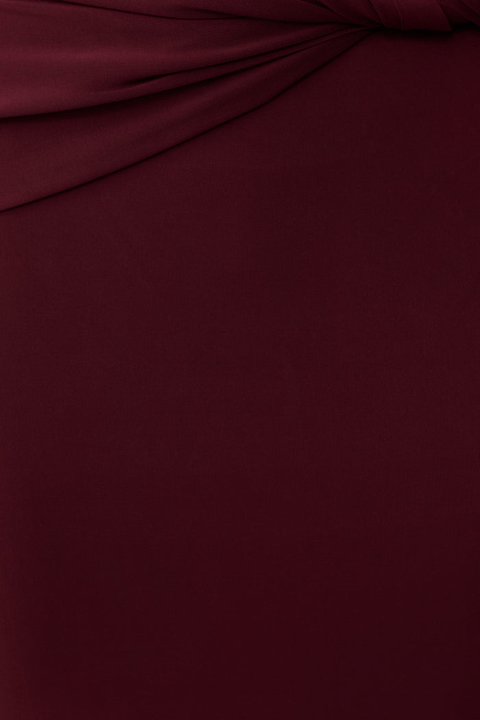 Svetlana Twist Side Detail Midi Skirt - Wine