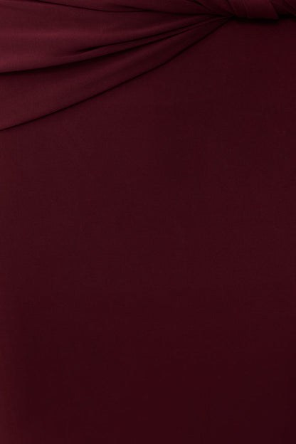 Svetlana Twist Side Detail Midi Skirt - Wine