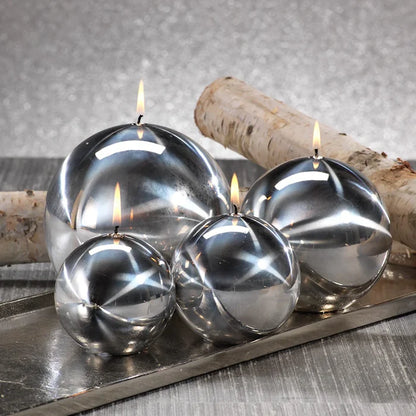 TITANIUM BALL CANDLE- SILVER/3.5"