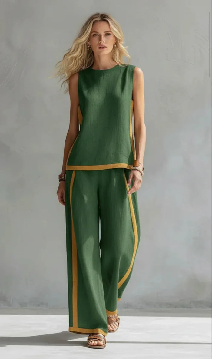 Ursula - Elegant and Casual Vest and Pants Set with Bicolor Finishes