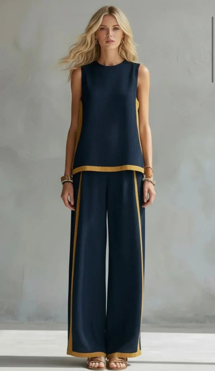 Ursula - Elegant and Casual Vest and Pants Set with Bicolor Finishes