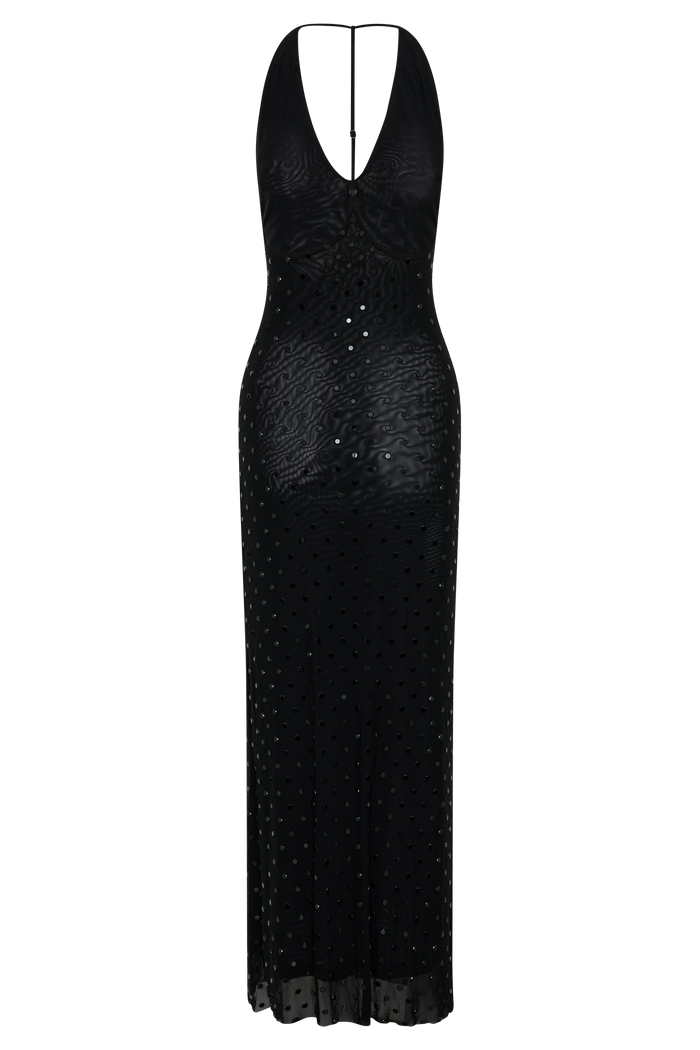 Valentine Diamante Maxi Dress - Black