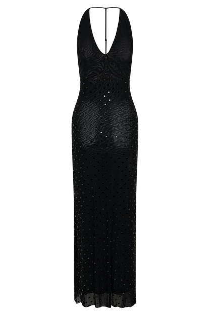 Valentine Diamante Maxi Dress - Black