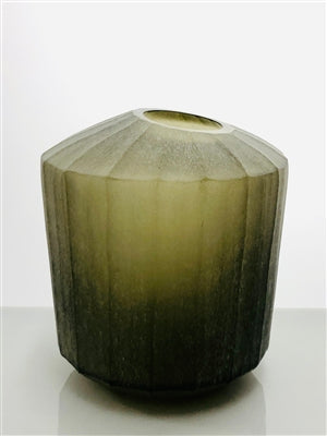 VASE STANDARD SMOKE VERTICAL FLAT CUT STONE FINISH 7.75"- SMOKE