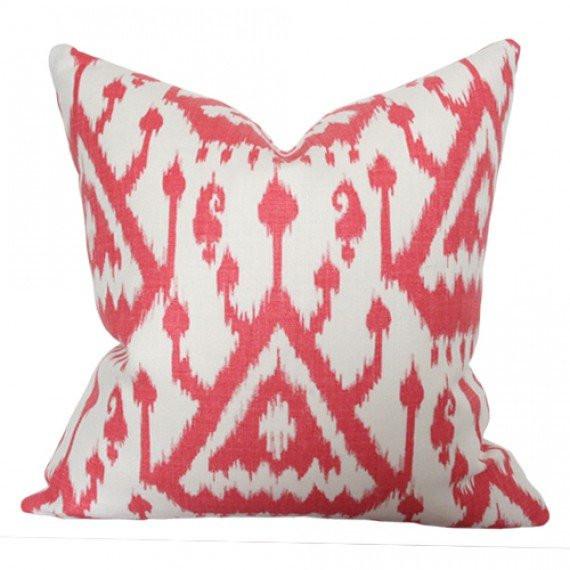 Vientiane Ikat Coral Custom Designer Pillow | Arianna Belle