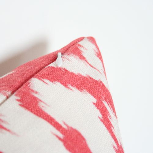 Vientiane Ikat Coral Custom Designer Pillow detailed view | Arianna Belle